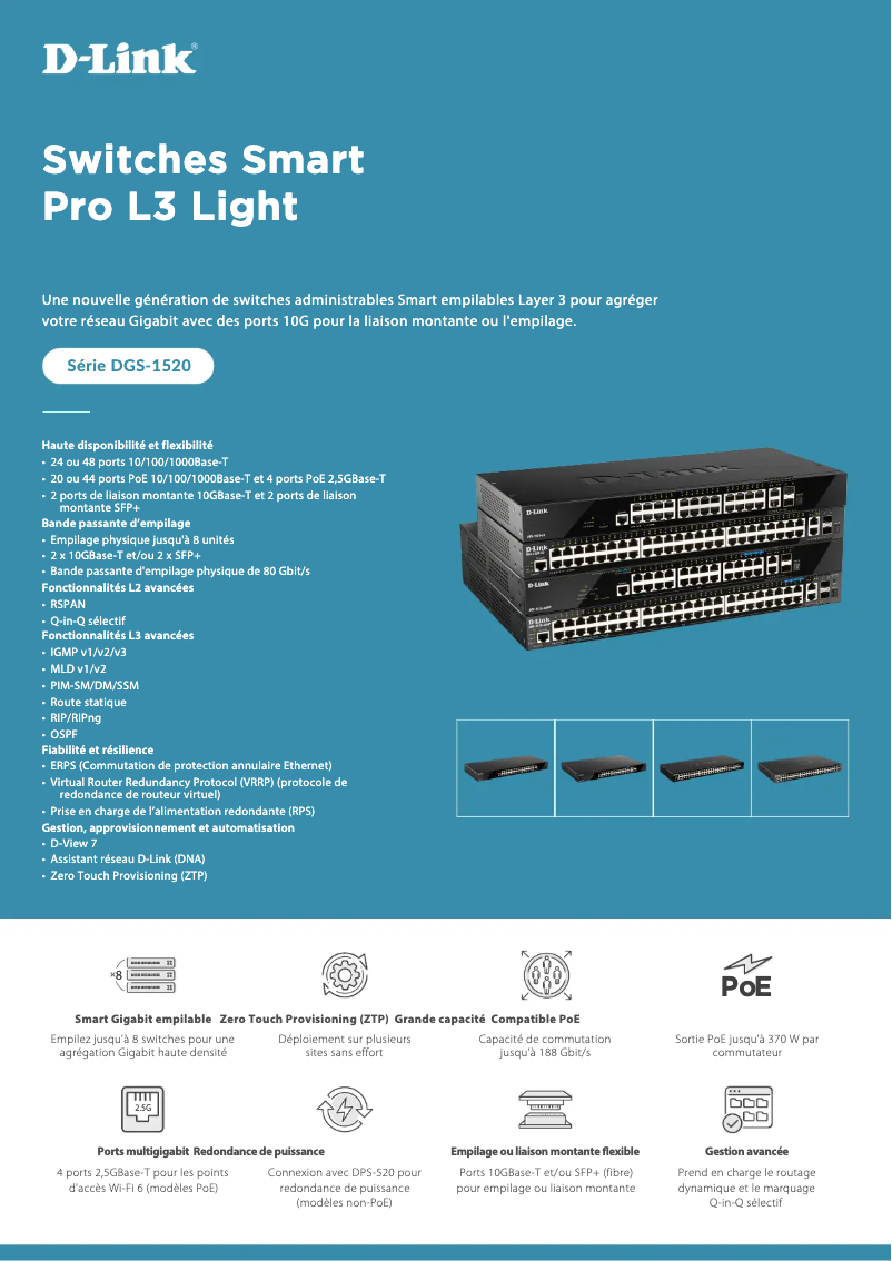 Página 1 del manual Ficha técnica D-Link DGS-1520