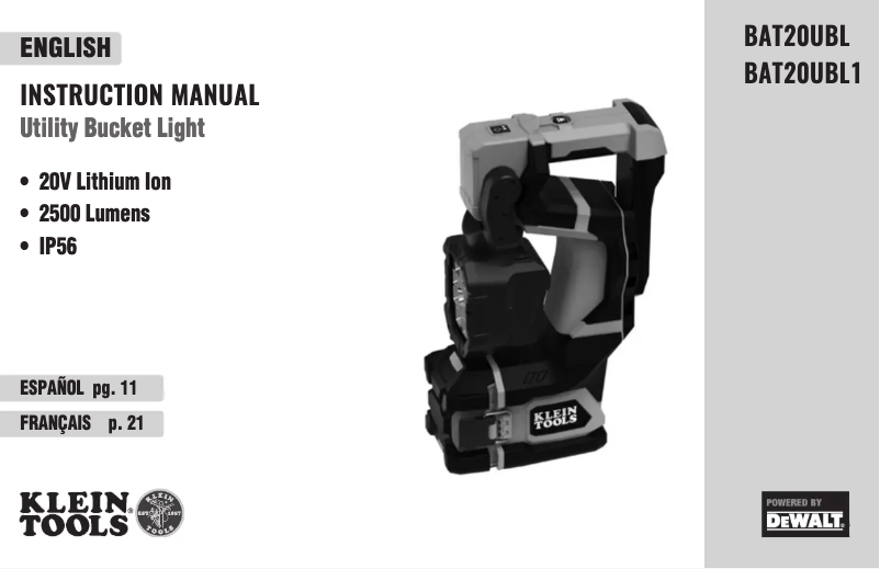 Página 1 del manual Manual de usuario Klein Tools BAT20UBL1