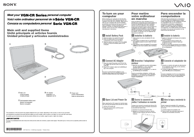 Página 1 del manual Manual de usuario Sony Vaio VGN-CR510D