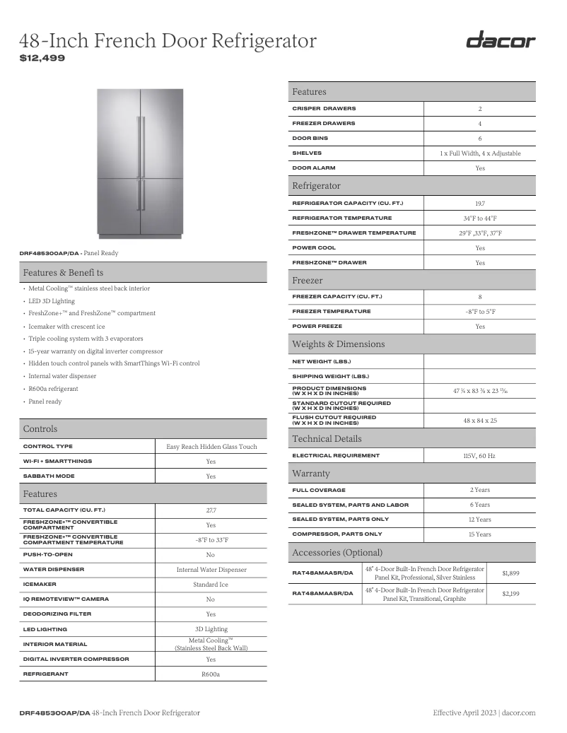 Imagen de la primera página del manual del dispositivo DRF485300AP
