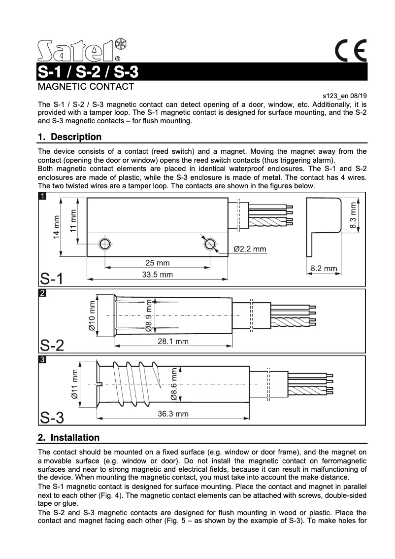 Imagen de la primera página del manual del dispositivo S-3