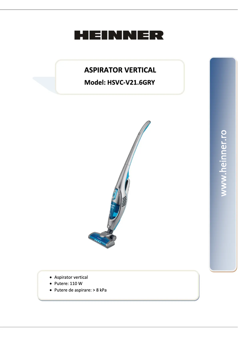 Página 1 del manual Manual de usuario Heinner HSVC-V21.6GRY