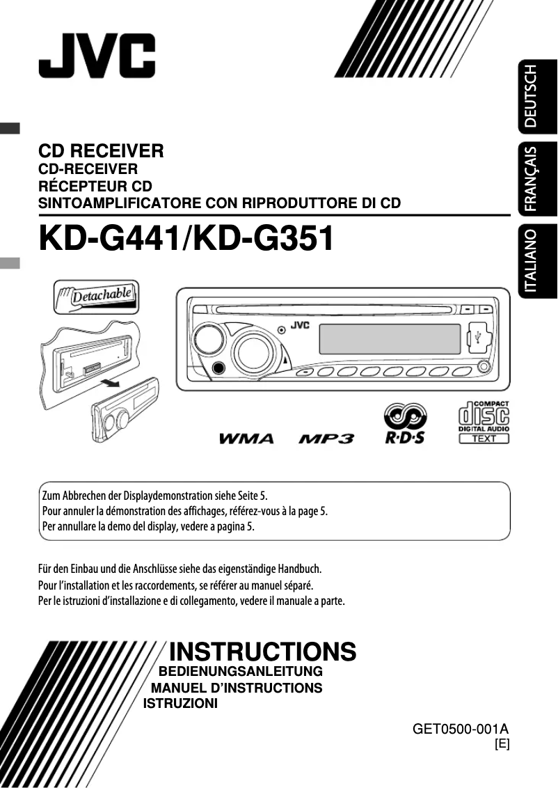 Imagen de la primera página del manual del dispositivo KD-G351
