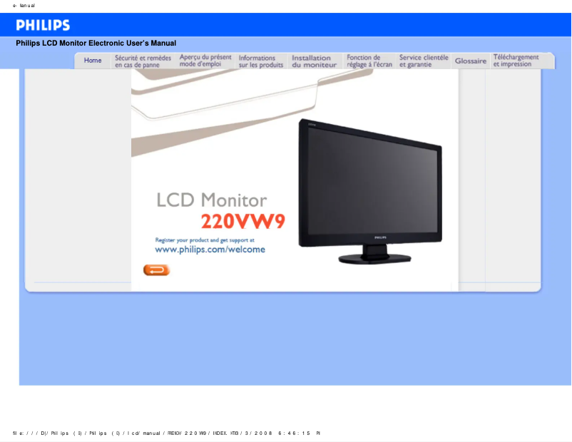 Imagen de la primera página del manual del dispositivo 220VW9FB