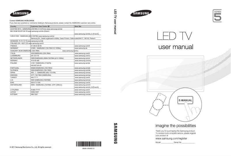 Página 1 del manual Guía de inicio rápido Samsung UE46D5500RW