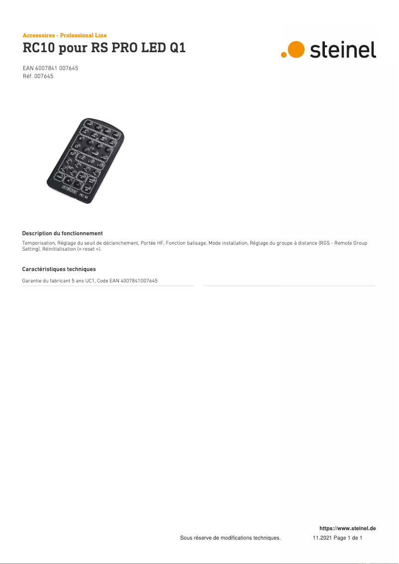 Imagen de la primera página del manual del dispositivo RC10