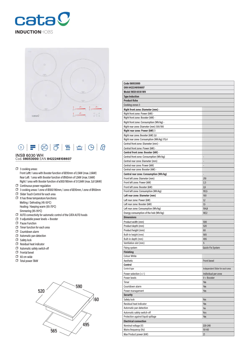 Imagen de la primera página del manual del dispositivo INSB 6030 WH