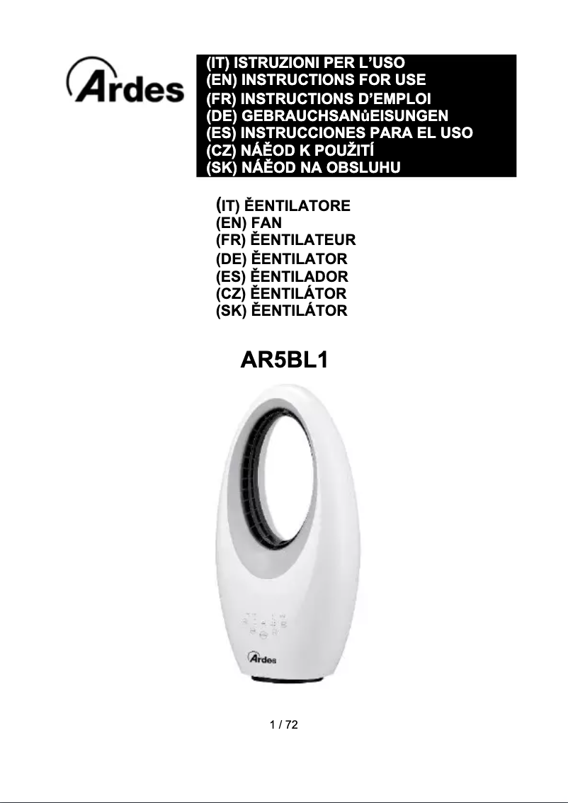 Imagen de la primera página del manual del dispositivo AR5BL1