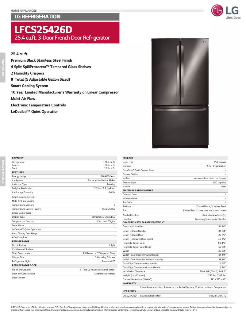 Imagen de la primera página del manual del dispositivo LFCS25426