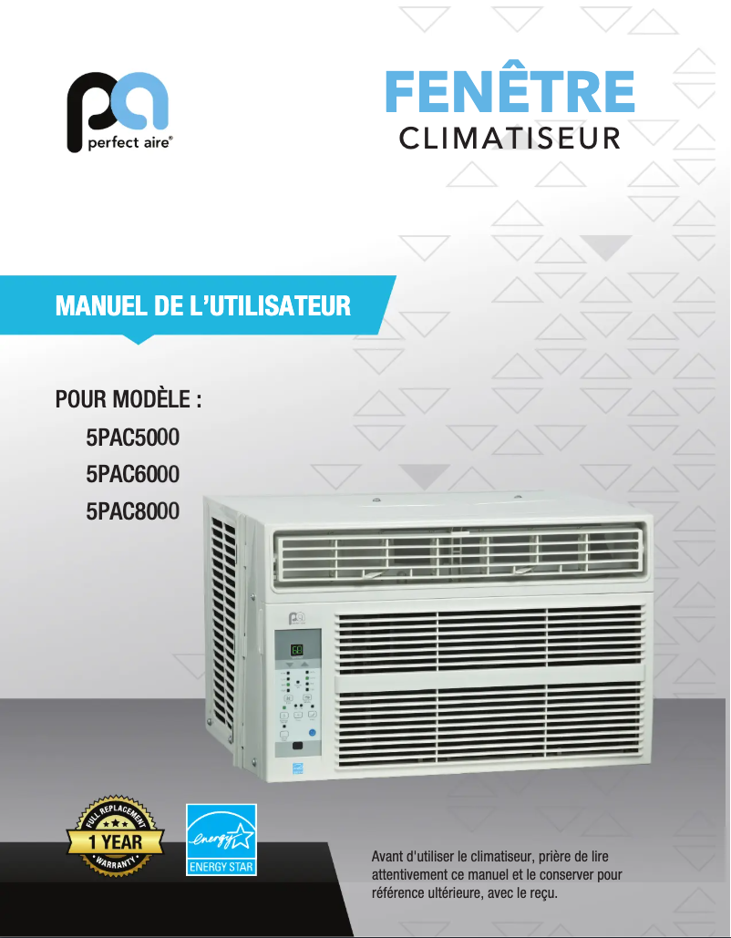 Página 1 del manual Manual de usuario Perfect Aire 5PAC6000