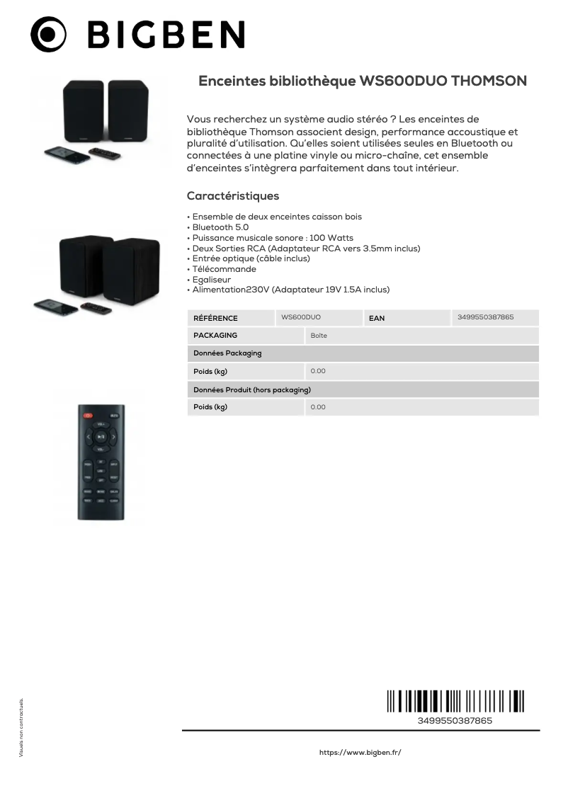 Página 1 del manual Ficha técnica Thomson WS600DUO