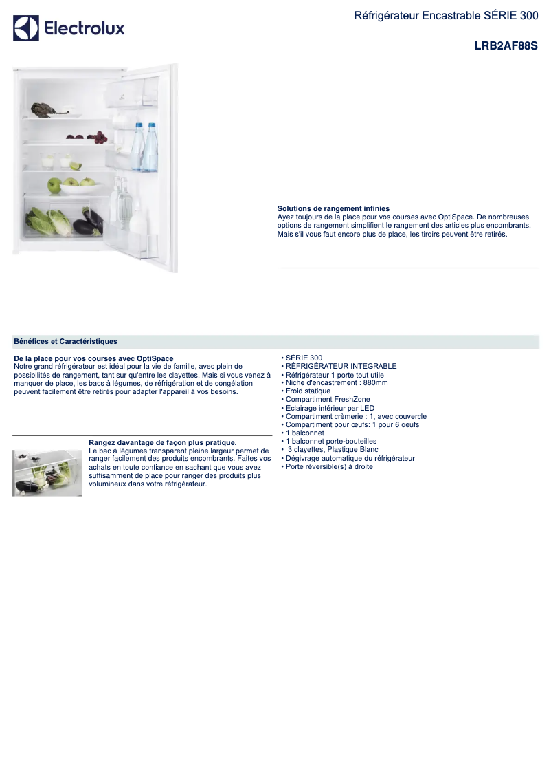 Página 1 del manual Ficha técnica Electrolux LRB2AF88S