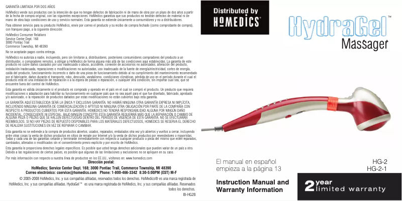 Página 1 del manual Manual de usuario Homedics HG-2