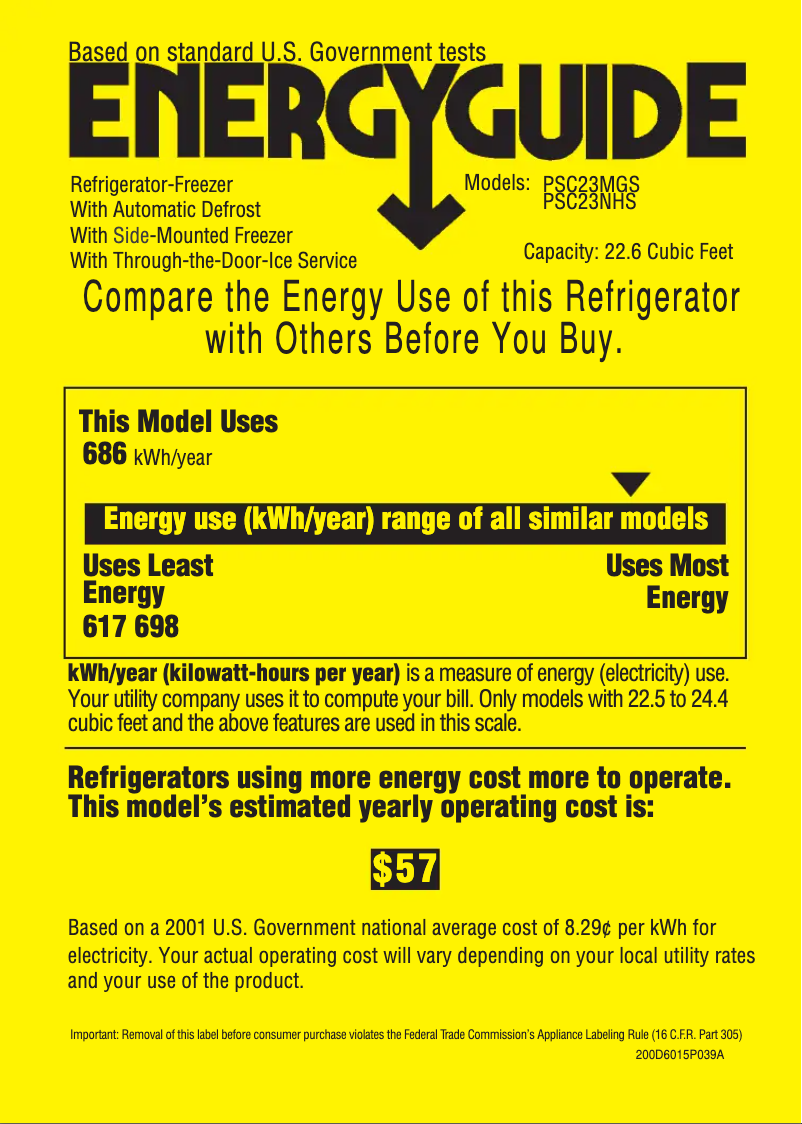 Página nº 1 - Etiqueta energética GE Profile CustomStyle PSC23MGSCC
