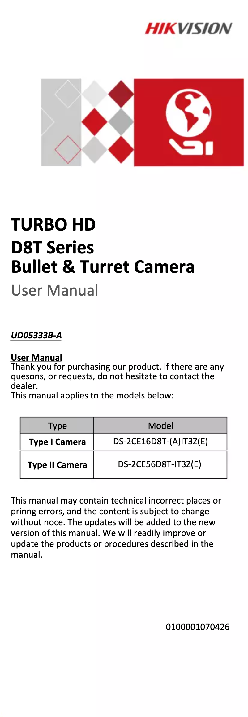Página 1 del manual Manual de usuario Hikvision DS-2CE56D8T-ITM