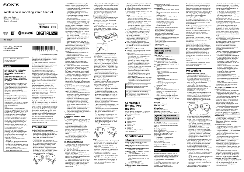 Página 1 del manual Manual de usuario Sony WF-1000XB