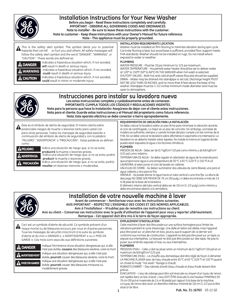 Imagen de la primera página del manual del dispositivo GTW810SSJWS