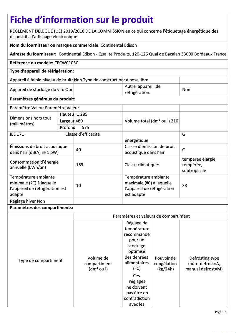 Imagen de la primera página del manual del dispositivo CECWC105C