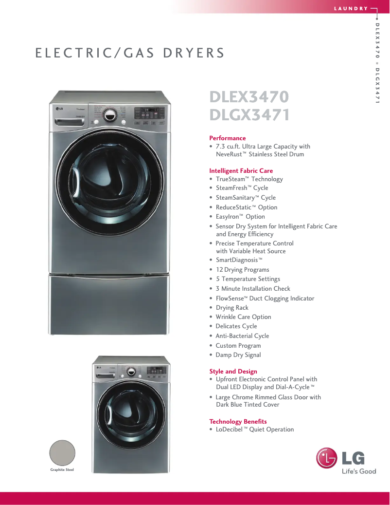 Página 1 del manual Ficha técnica LG DLEX3470V