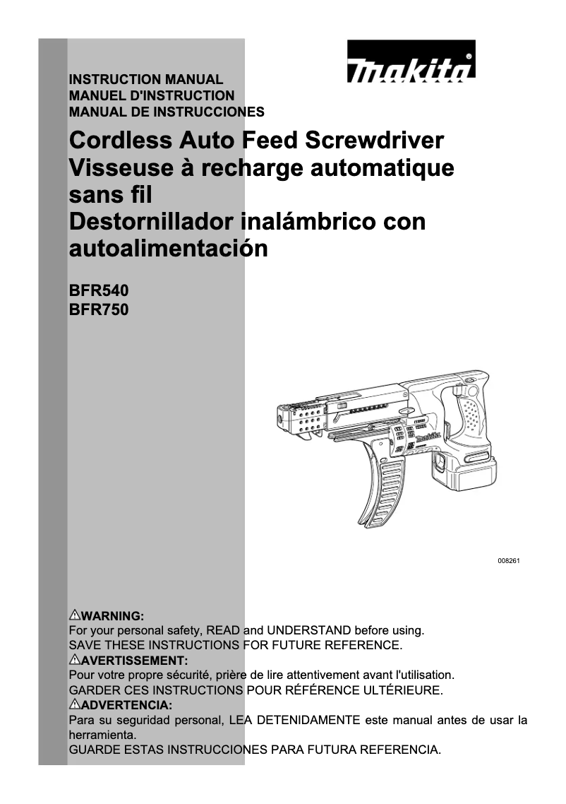Imagen de la primera página del manual del dispositivo BFR750Z