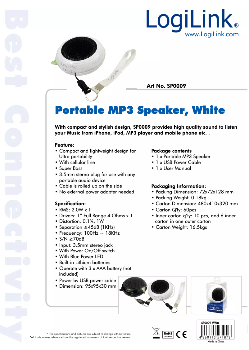 Página 1 del manual Manual de usuario LogiLink SP0009