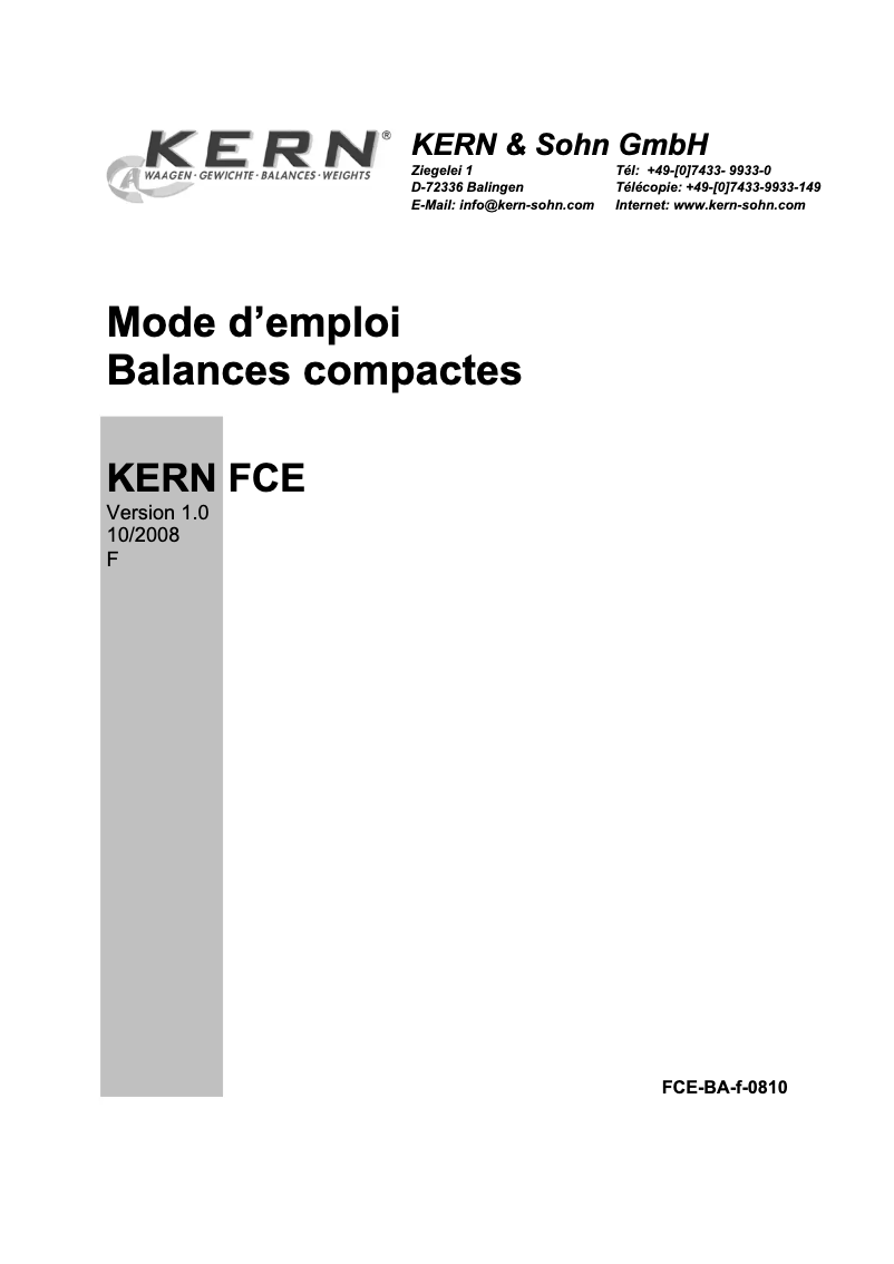 Página 1 del manual Manual de usuario Kern FCE 6K2N