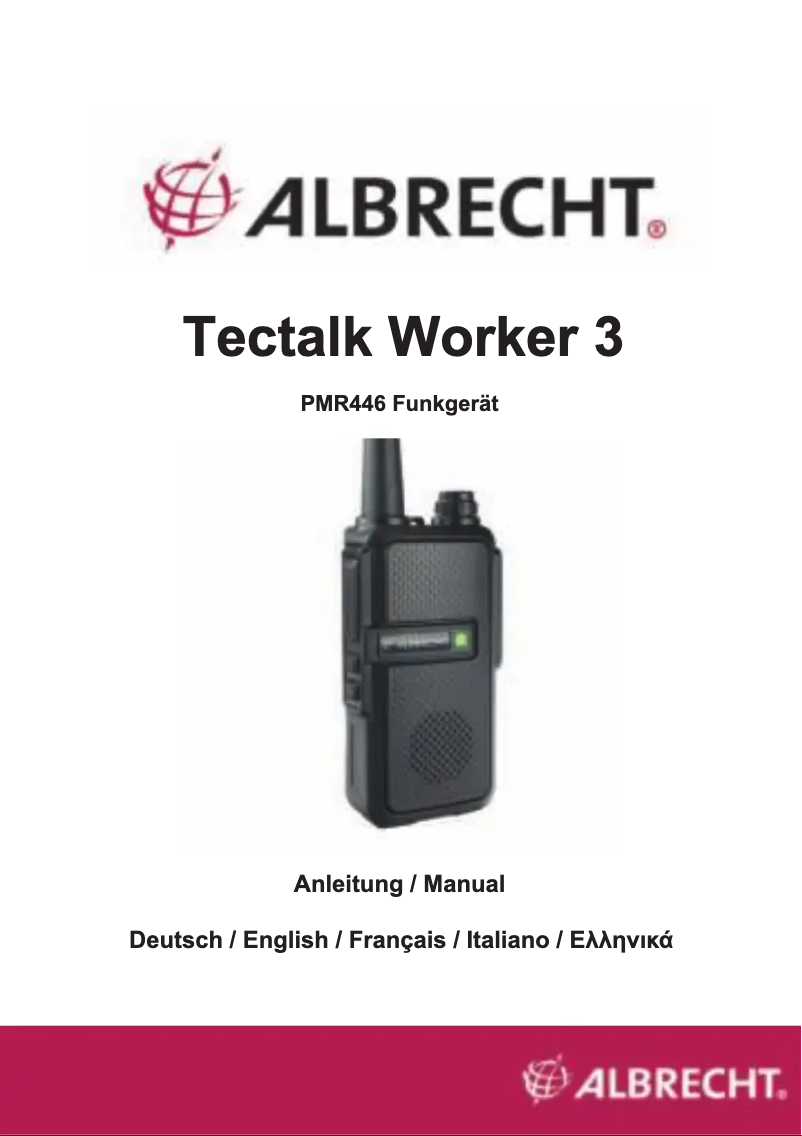 Imagen de la primera página del manual del dispositivo Tectalk Worker 3