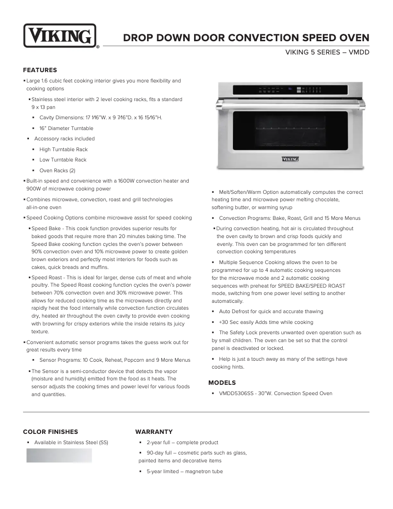 Página 1 del manual Ficha técnica Viking VMDD5306SS