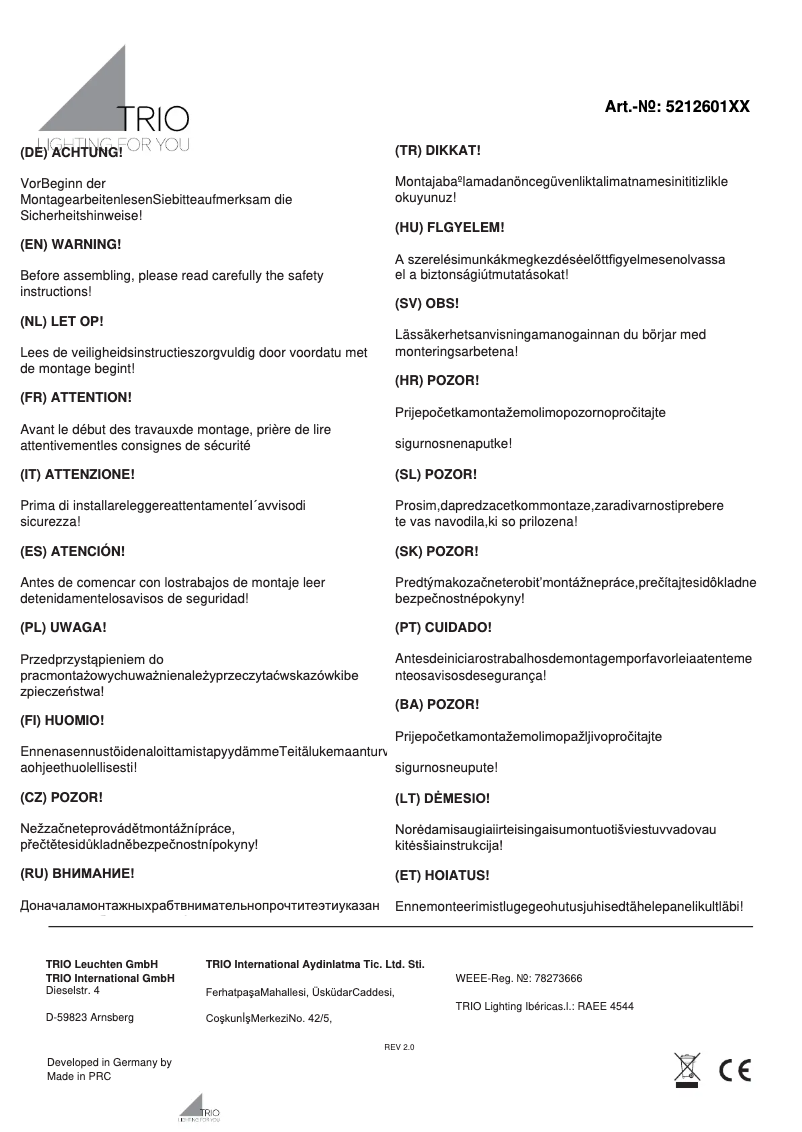 Imagen de la primera página del manual del dispositivo Ticino 521260187