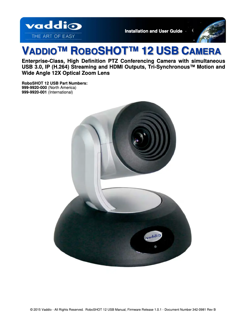 Imagen de la primera página del manual del dispositivo RoboSHOT 12 USB