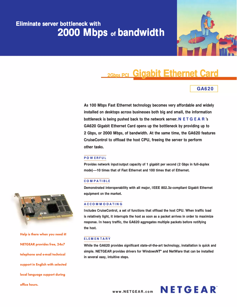 Página 1 del manual Ficha técnica Netgear GA620