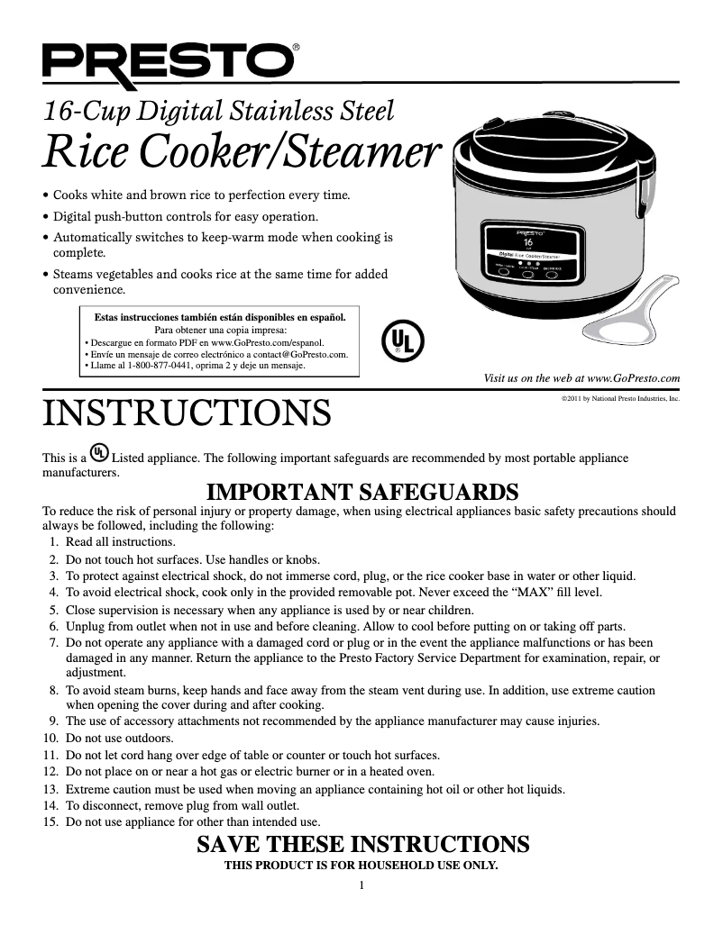 Imagen de la primera página del manual del dispositivo 05813