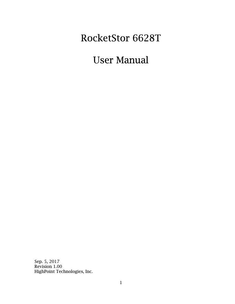 Imagen de la primera página del manual del dispositivo RocketStor 6628A