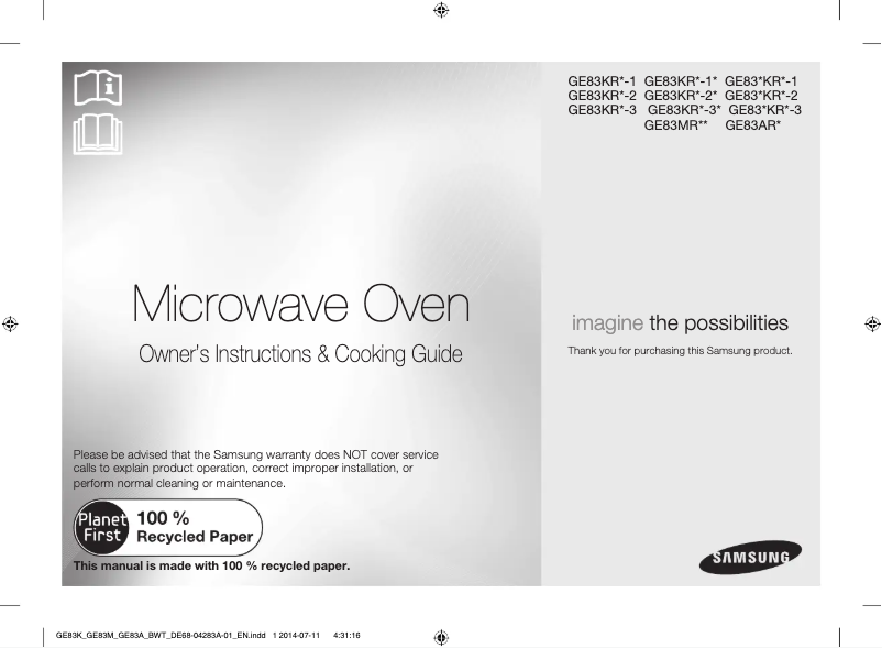 Página 1 del manual Manual de usuario Samsung GE83KRS-3