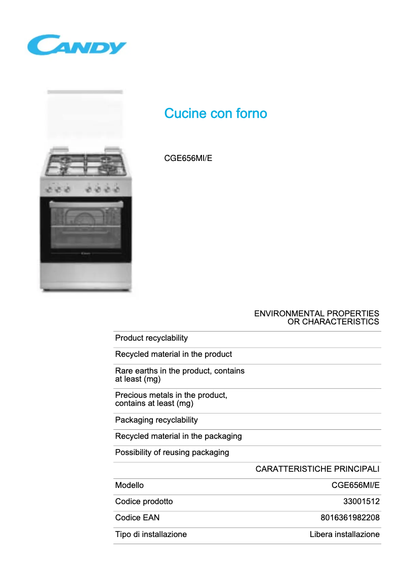 Imagen de la primera página del manual del dispositivo CGE656MI/E