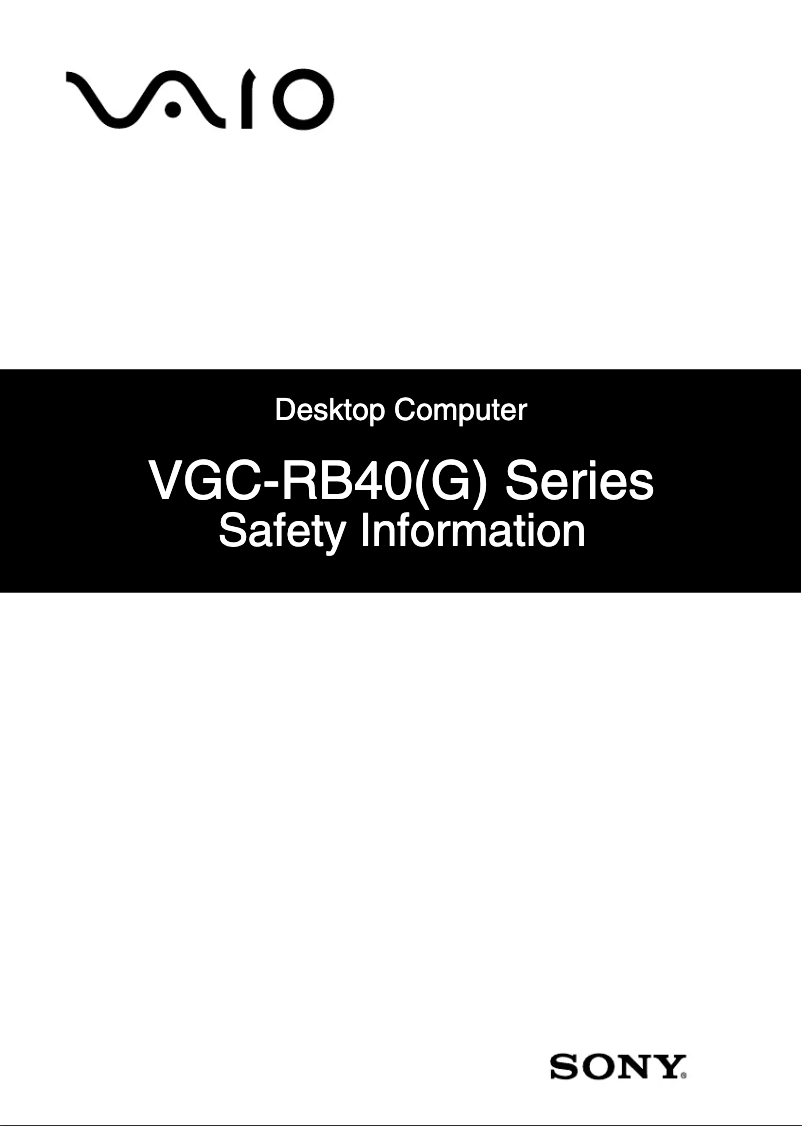 Página nº 1 - Instrucciones de seguridad Sony Vaio VGC-RB45G