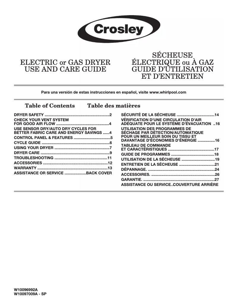 Imagen de la primera página del manual del dispositivo CGD147SDW
