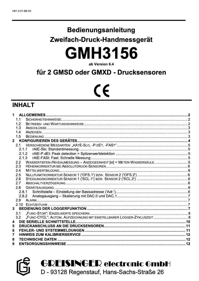 Página 1 del manual Manual de usuario Greisinger GMH 3156
