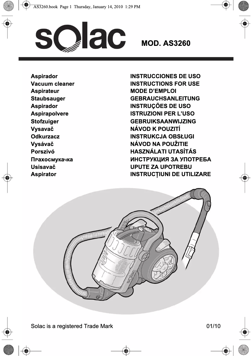 Página 1 del manual Manual de usuario Solac Multicyclonic AS3260