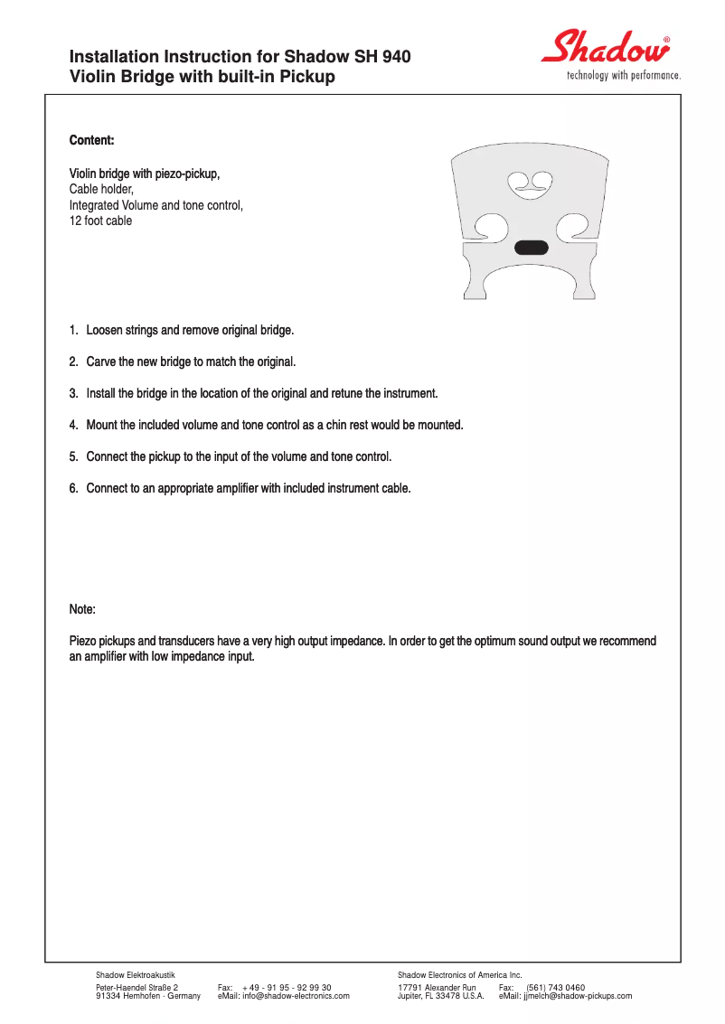 Página 1 del manual Manual de usuario Shadow SH940