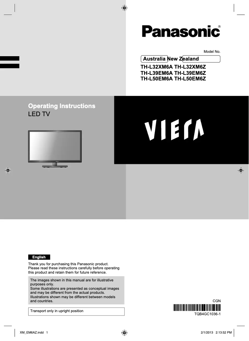 Imagen de la primera página del manual del dispositivo TH-L39EM6A