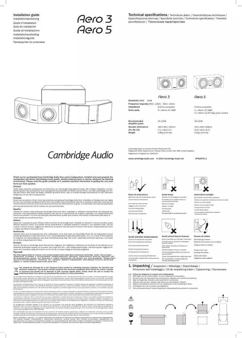 Página 1 del manual Manual de usuario Cambridge Aero 3