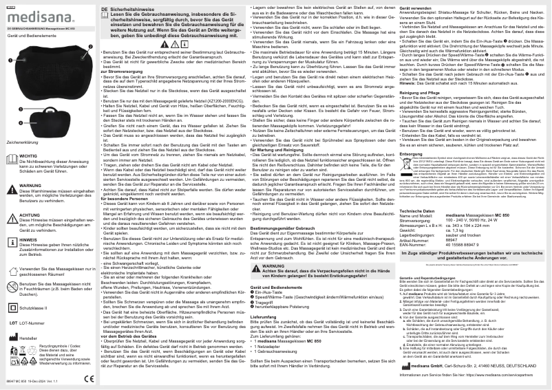 Página nº 1 - Manual de usuario Medisana MC 850