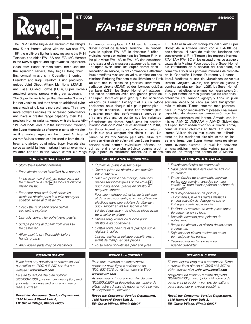 Página 1 del manual Manual de usuario Revell F/A-18E Super Hornet