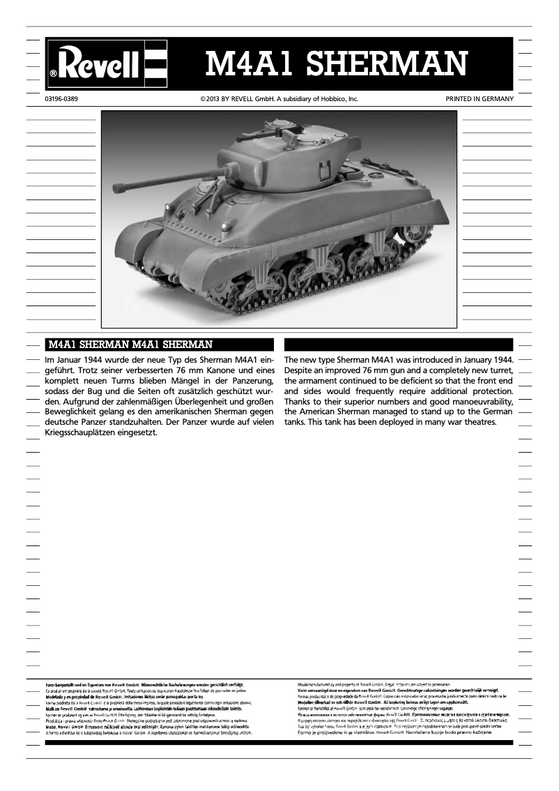 Imagen de la primera página del manual del dispositivo M4A1 Sherman