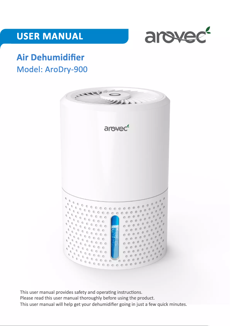 Imagen de la primera página del manual del dispositivo AroDry-900