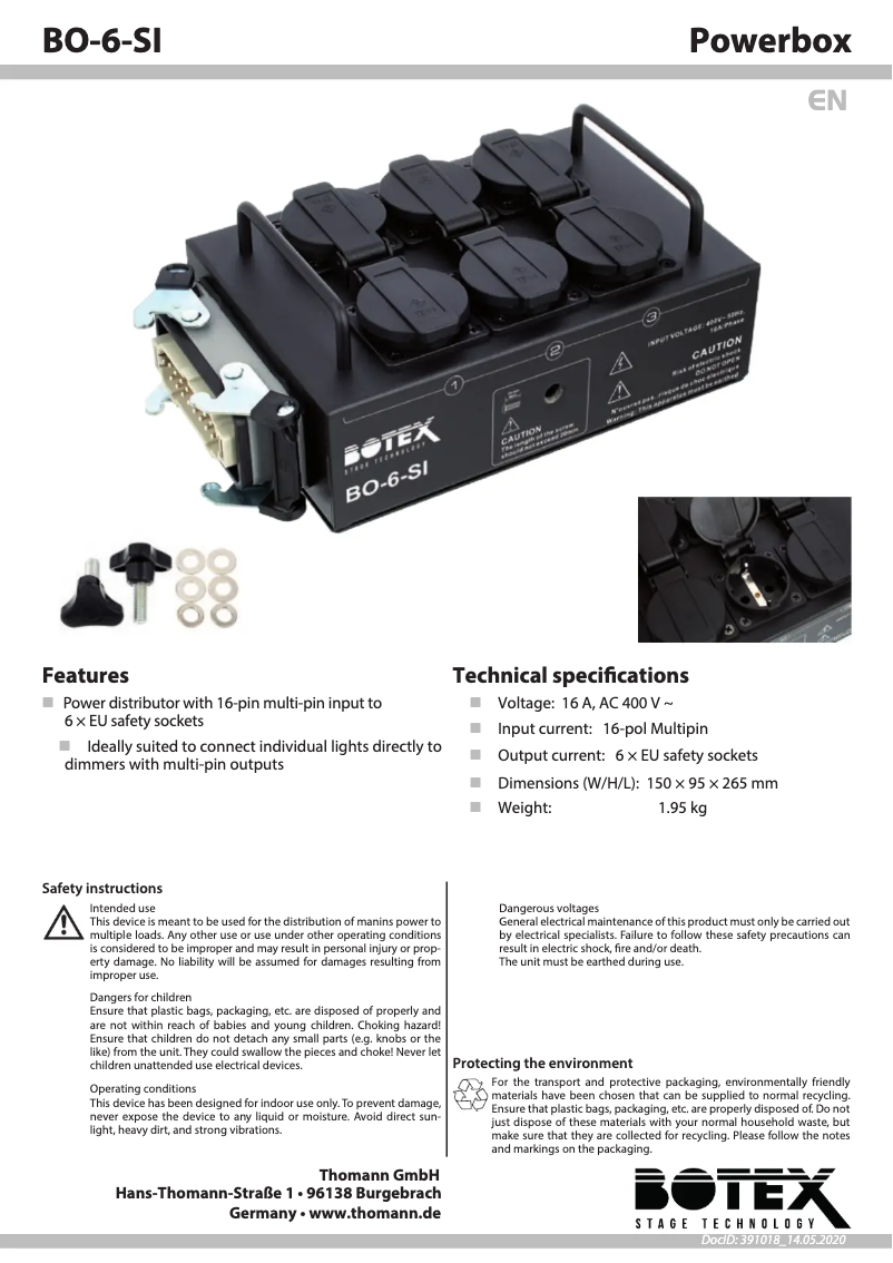 Imagen de la primera página del manual del dispositivo BO-6-SI