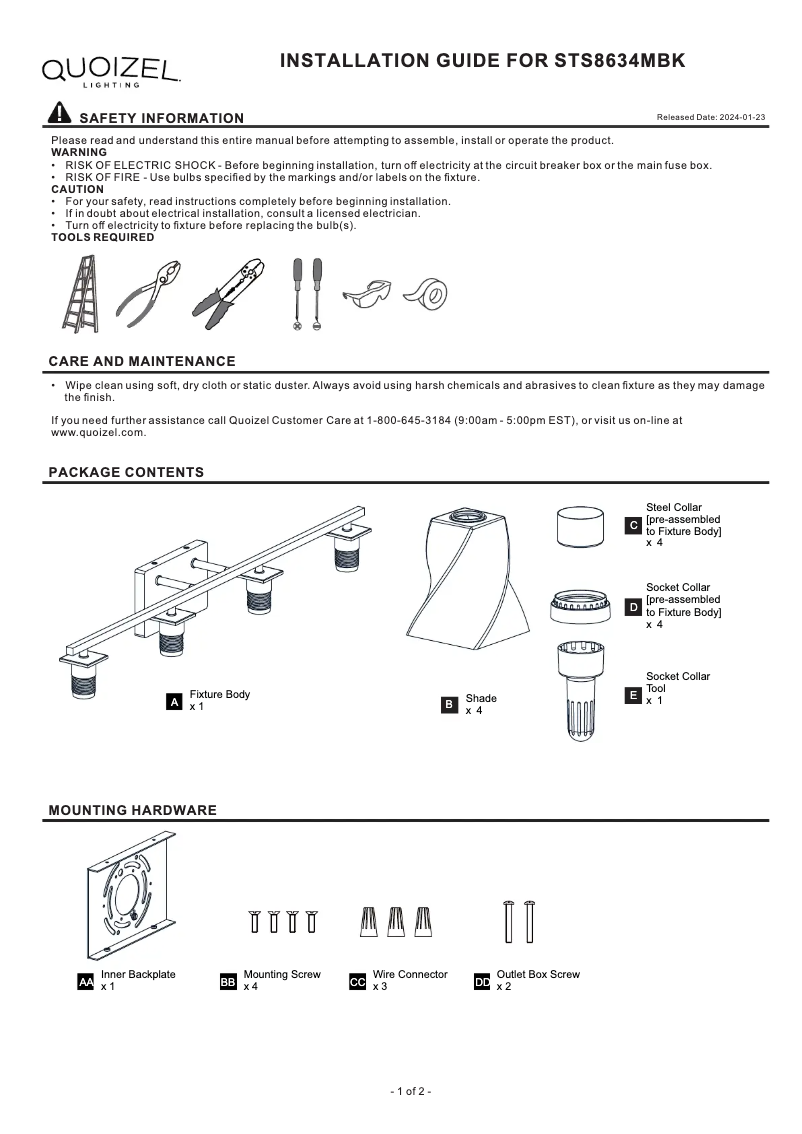 Imagen de la primera página del manual del dispositivo Stetson STS8634MBK