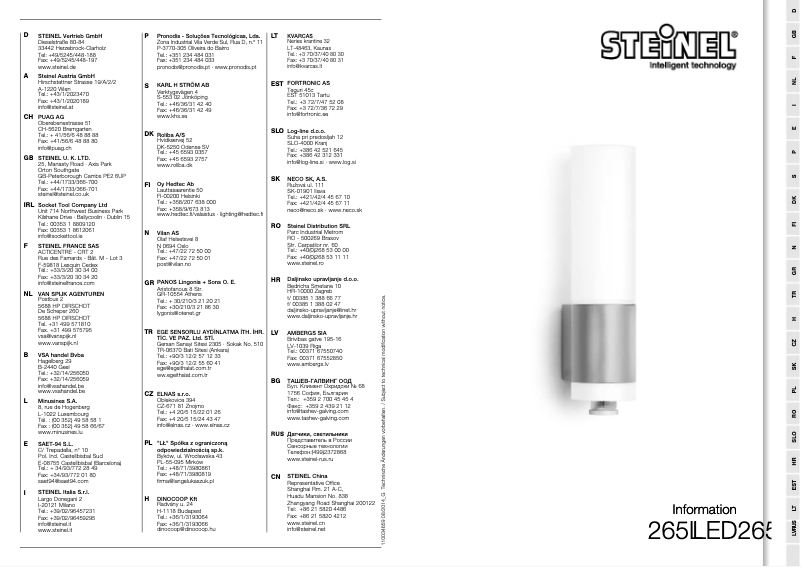 Página 1 del manual Manual de usuario Steinel L265LED