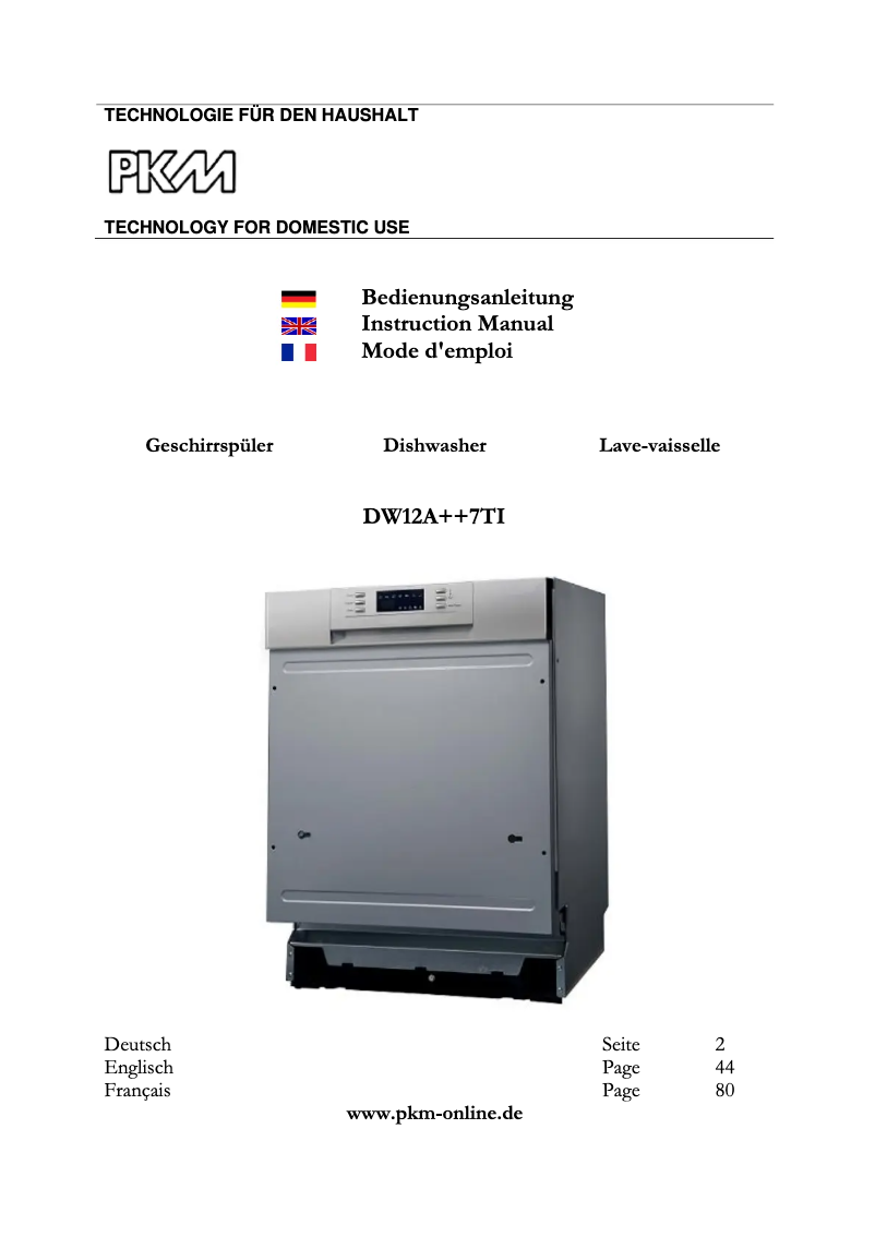 Imagen de la primera página del manual del dispositivo DW12A++7